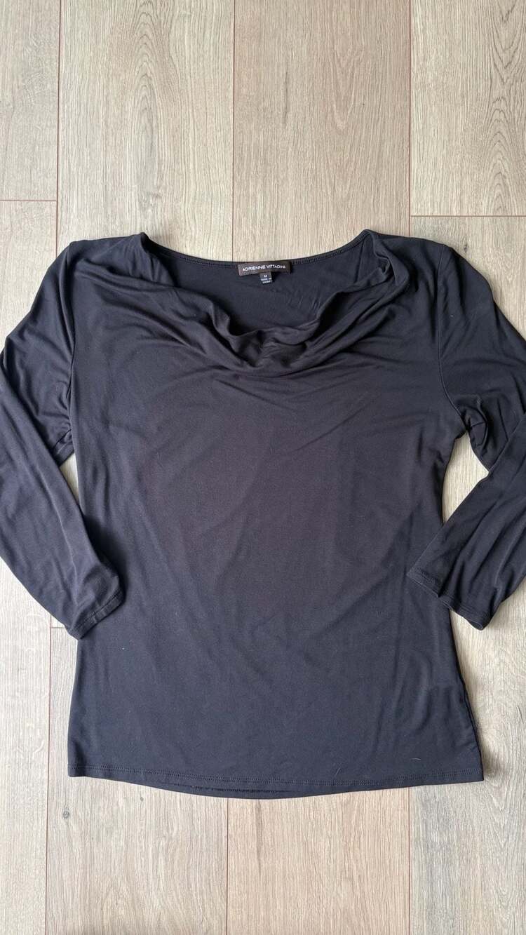 Adrienne Vittadini Cowl Neck Top Size M Dark Brown Long Sleeve Shirt